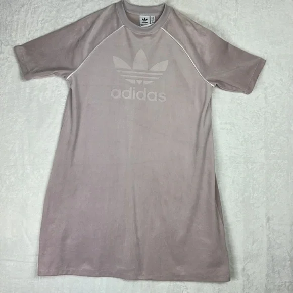 Adidas Light Purple Velour Trefoil Short Sleeve Logo Tee Dress